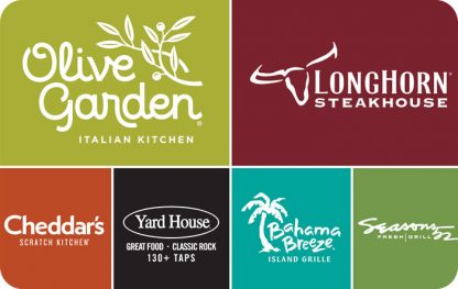 Olive Garden®, LongHorn Steakhouse®, Cheddar’s Scratch Kitchen®, Bahama Breeze®, Seasons 52® or Yard House® restaurant $10 Gift Card