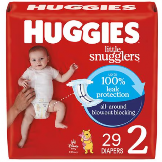 Huggies Little Snugglers Baby Diapers Unscented, Size 2 (12-18 lbs) (29 diapers)