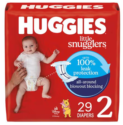 Huggies Little Snugglers Baby Diapers Unscented, Size 2 (12-18 lbs) (29 diapers)