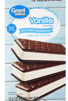Great Value Vanilla Flavored Ice Cream Sandwiches