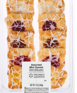 Freshness Guaranteed Assorted Mini Danish Baked Pastries with Light Glaze, 12 oz, 10 Count