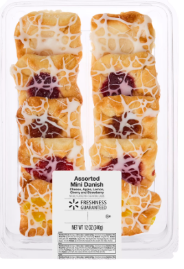 Freshness Guaranteed Assorted Mini Danish Baked Pastries with Light Glaze, 12 oz, 10 Count