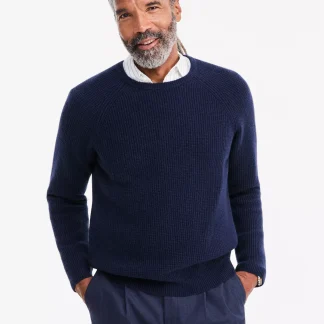 Men's Cashmere Wool Blend Long-Sleeve Waffle Wool Crewneck Sweater, Macy's Exclusive